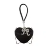 Self-portrait Top Handle Heart Clutch In Black