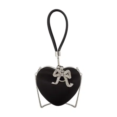 SELF-PORTRAIT SELF-PORTRAIT TOP HANDLE HEART CLUTCH - SILK - BLACK