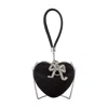 Self-portrait Top Handle Heart Clutch - Silk - Black In Black