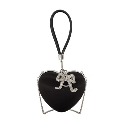 Self-portrait Top Handle Heart Clutch In Black