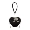 Self-portrait Top Handle Heart Clutch In Black