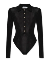 Self-portrait Viscose Knit Bodysuit In Black