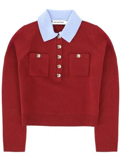 Self-portrait Top Polo In Red