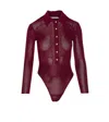 Self-portrait Self Portrait Women Burgundy Viscose Knit Long-sleeved Bodysuit In Burgundy