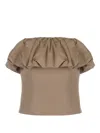 Self-portrait Taffeta Bandeau Top In Beige