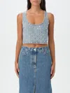 Self-portrait Denim Crop Top For Stylish In Blau