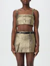 Self-portrait Gold Metallic Bandeau Top With Pleated Skirt In Gold