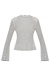 Self-portrait Rhinestone Fishnet Top In Silver In Silver