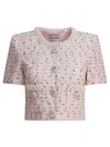 Self-portrait Pink Metallised Fibre Top In Pink