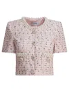Self-portrait Pink Metallised Fibre Top In Pink