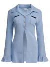 Self-portrait Rib-knit Longline Top In Blue