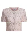 Self-portrait Pink Metallised Fibre Top In Pink