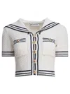 Self-portrait Textured Knit Top With Sailor Collar