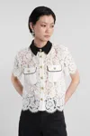 Self-portrait Floral Lace Cropped Top In White