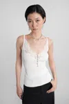 Self-portrait Ribbed Tank Top In White