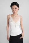 Self-portrait Ribbed Tank Top In White