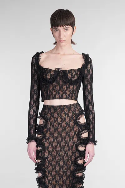 Self-portrait Topwear In Black Polyamide