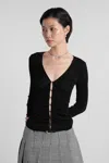 Self-portrait Viscose Knit Top In Black