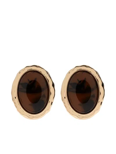 Self-portrait Tortoiseshell Round-shape Earrings In Gold