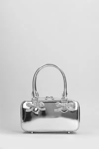 Self-portrait Tote In Silver Leather