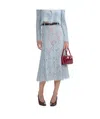 Self-portrait Light Blue Lace-effect Skirt With Slip In Multicolor