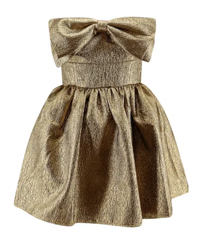 Self-portrait Metallic Jacquard Mini Dress In Gold
