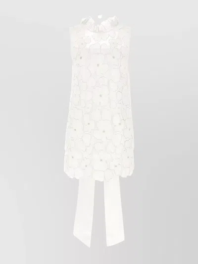 SELF-PORTRAIT 'TULLE BOW FLORAL EMBROIDERY RUFFLED SHEER SLEEVELESS'