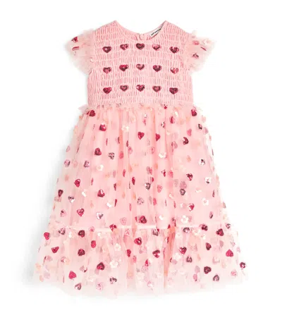 Self-portrait Kids' Tulle Embellished Dress In Pink
