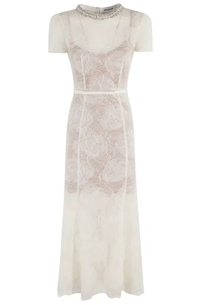 Self-portrait Tulle Lace Midi Dress In Multi
