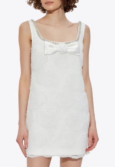 Self-portrait Tulle Lace Mini Dress In White