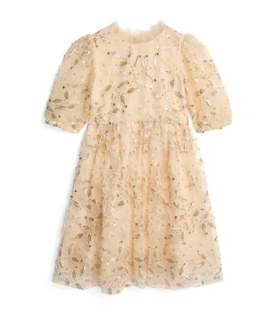 Self-portrait Kids' Tulle Sequinned Dress In White