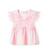 Self-portrait Tulle-trimmed Cotton Jersey Top In Pink