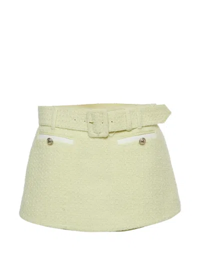 Pre-owned Self-portrait Tweed Belted Skorts In Yellow