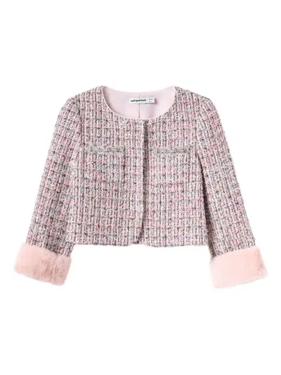 SELF-PORTRAIT TWEED EMBELLISHED-CUFF JACKET