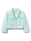 Self-portrait Girl's Boucle Flower Button Jacket, 3t-12 In Blue