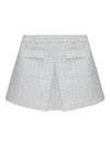 Self-portrait Light Blue Lurex Bouclé Mini Skirt In Blue