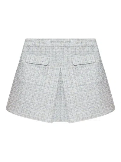 Self-portrait Light Blue Lurex Bouclé Mini Skirt