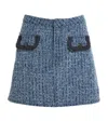 Self-portrait Light Blue Mini Skirt With Patch Pockets In Blue