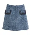 Self-portrait Light Blue Mini Skirt With Patch Pockets In Blue