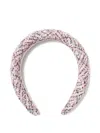 Self-portrait Tweed Padded Headband In Pink