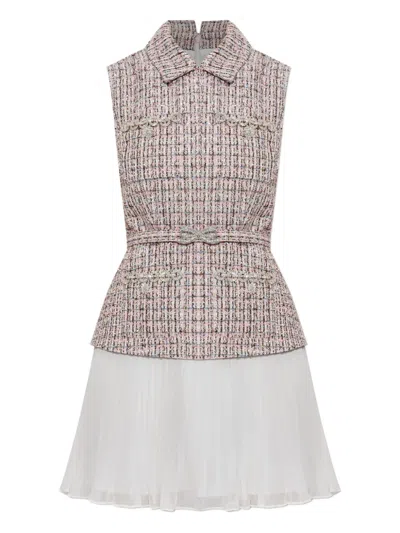 SELF-PORTRAIT TWEED PLEATED DRESS