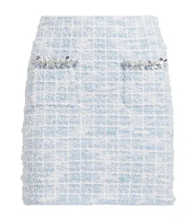 Self-portrait Check Knit Mini Skirt In Blue