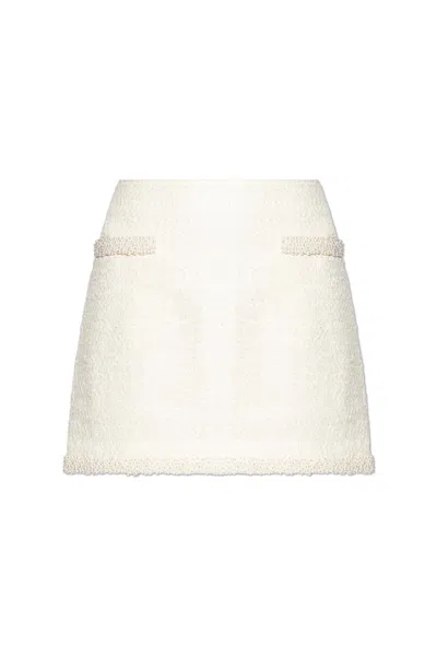 Self-portrait Self Portrait Tweed Skirt With Shimmering Sequins In Beige