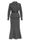 Self-portrait Long Sleeve Dress In Gray