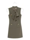 Self-portrait Twill Mini Dress In Green