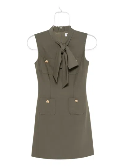 Self-portrait Twill Mini Dress In Green