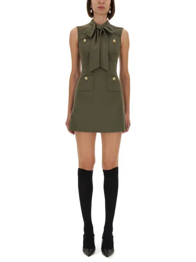 Self-portrait Twill Mini Dress In Green