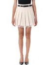 Self-portrait Twill Pleated Mini Skirt In Neutral