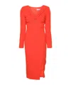 Self-portrait Ruched Midi Dress In Orange