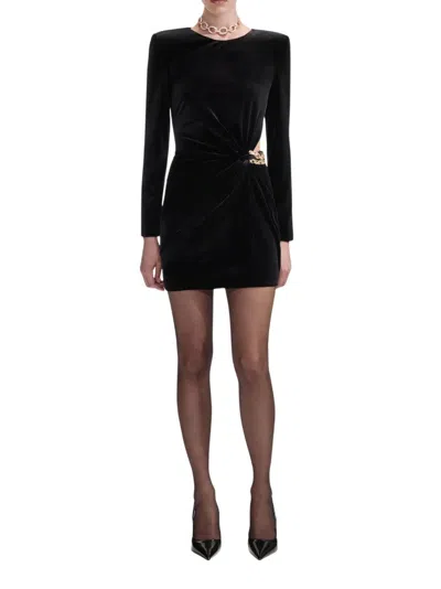 SELF-PORTRAIT TWISTED WAIST DRESS WITH GOLD DETAIL